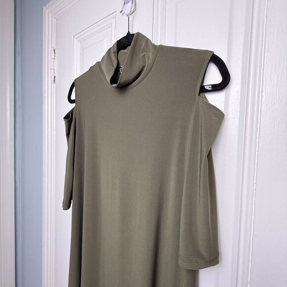 Set of 2: Clara Sun Woo Mini Dresses Womens Small Olive Green Black Mockneck - Picture 8 of 12